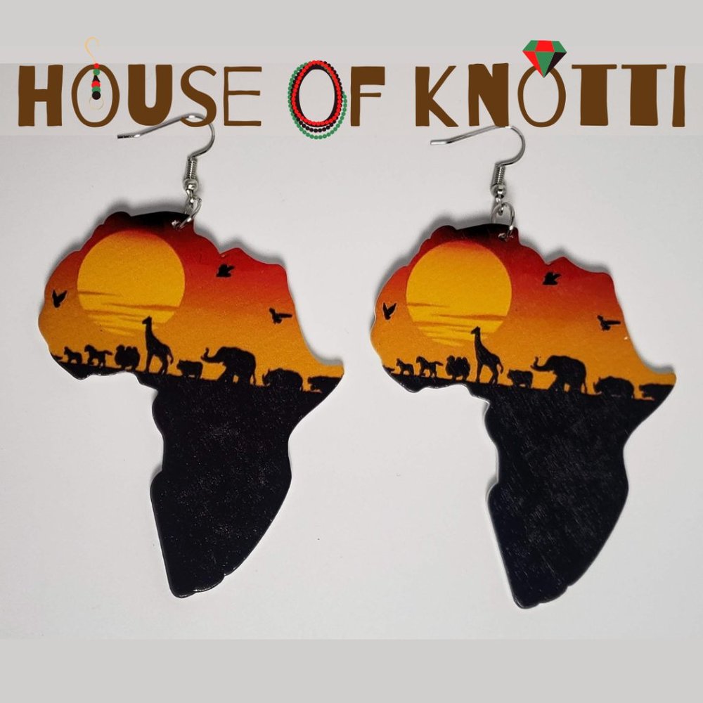 African Continent Sunset Earrings